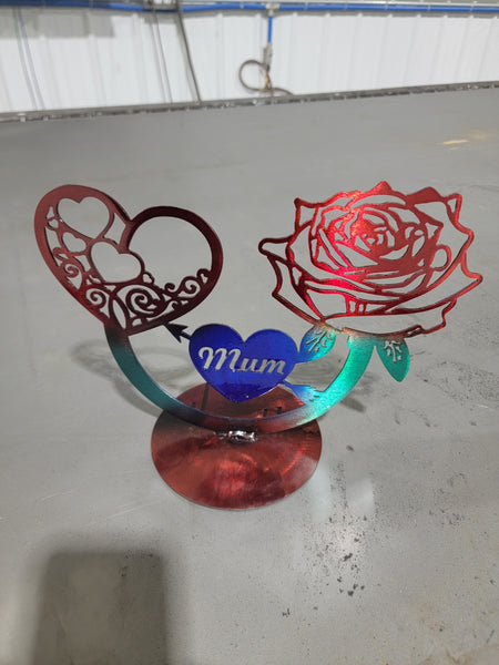 Mothers day steel flower and heart