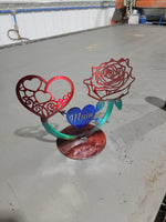 Mothers day steel flower and heart