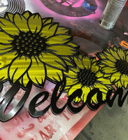 Sunflower welcome sign